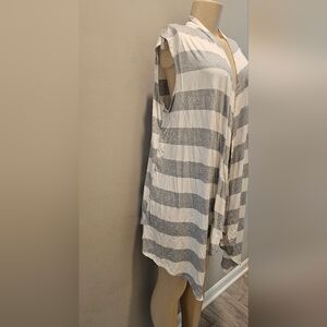 Unlisted Men's White & Gray Striped Sleeveless Shirt